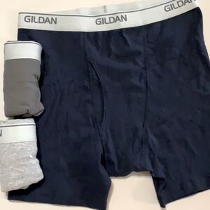 Gildan Boxer Briefs 3 Pack M 32”-34” Navy Dark Gray Light Gray New Regular Leg